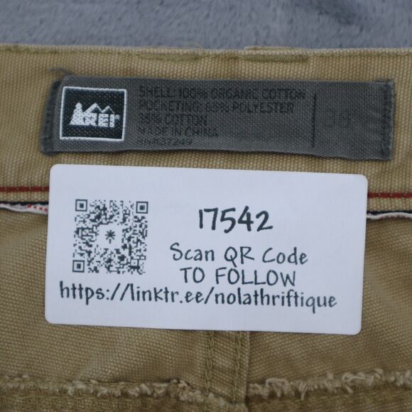 Rei Shorts Mens 38 Brown High Waist Flat Front 5 Pocket Design Casual Chino - Picture 2 of 15